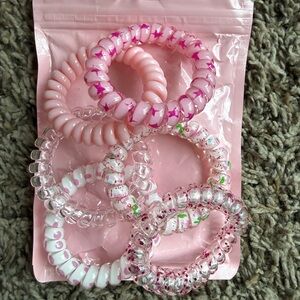 Women's Telephone Coil Hair Tie Set Of 6, Pink Multi